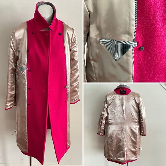 Wool Blend J. Crew Jacket Pink Warwick Topcoat In Italian Stadium-cloth 4 - Picture 9 of 11